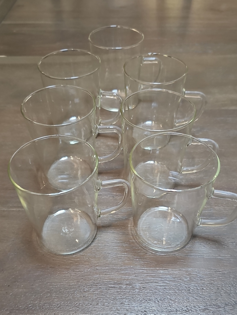Clear Glass Coffee Mugs - Set of 7